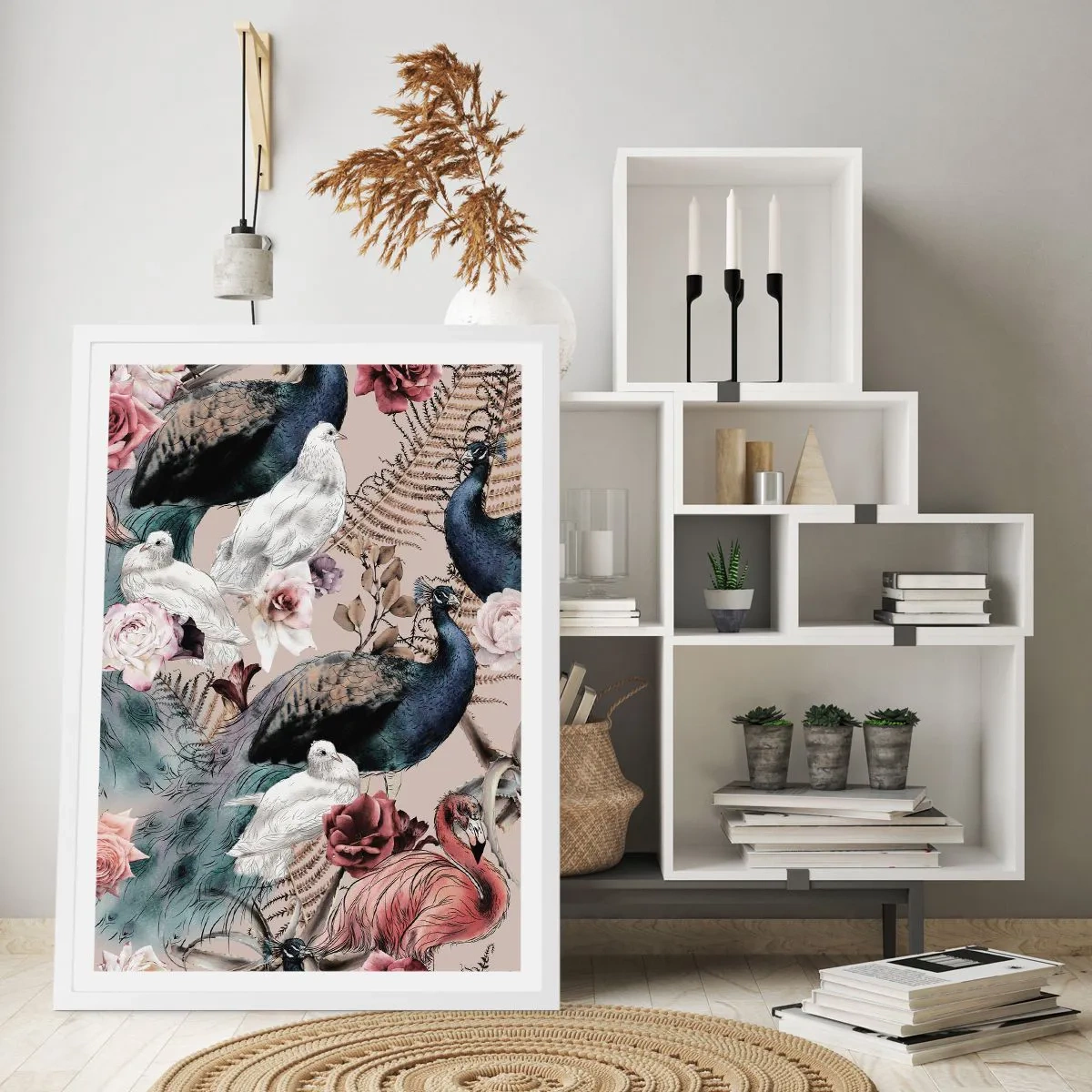 Affiche dans un cadre blanc - Poster - Dans un jardin de palace - 50x70 cm