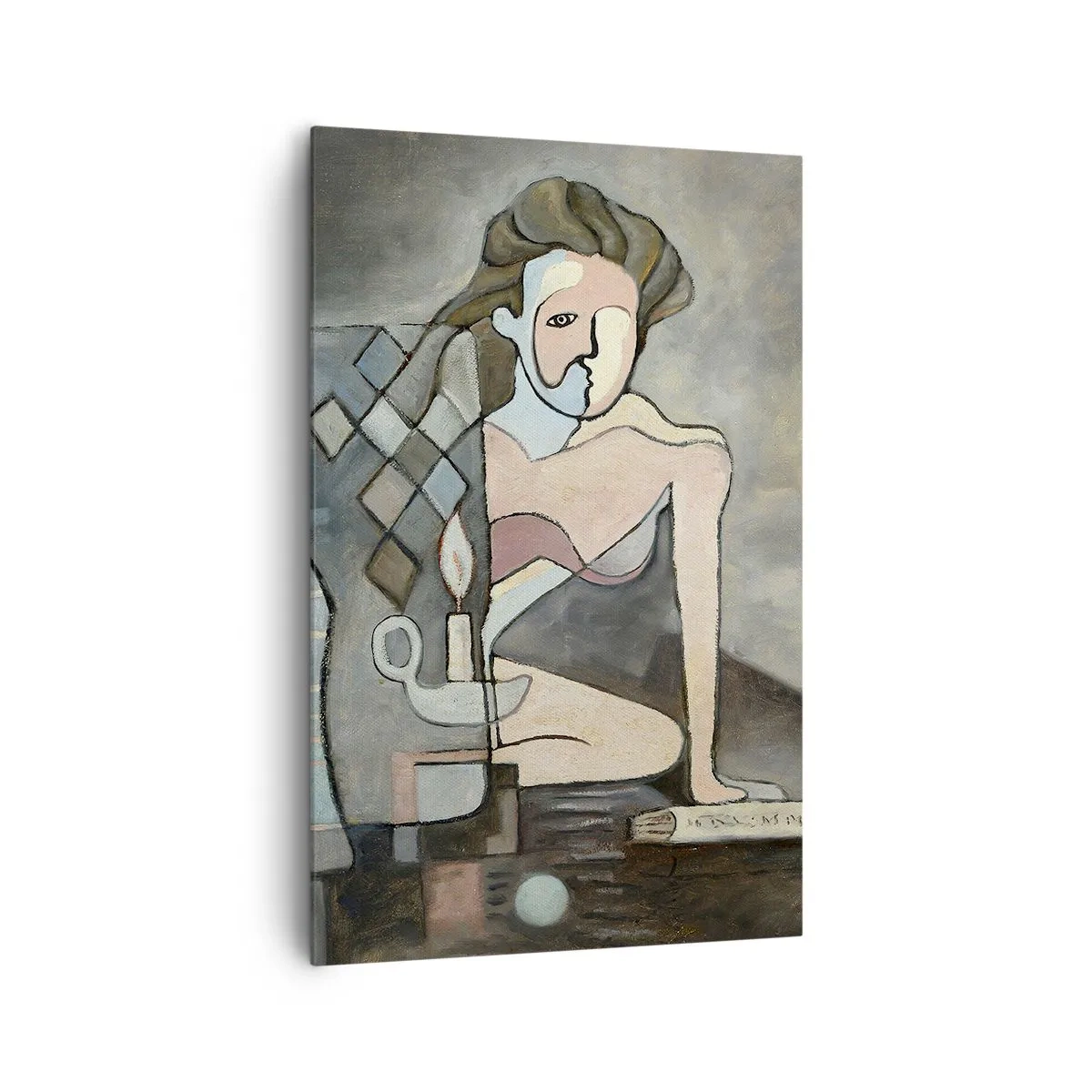 Impression sur toile - Image sur toile - Figures abstraites dans une composition symbolique avec une signification profonde - 80x120cm - Mosaïque d'esprit et de matière - Décoration murale moderne pour le salon et la chambre ARTTOR
