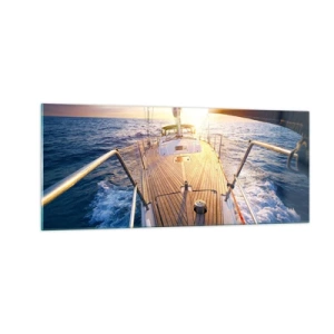 Impression sur verre - Image sur verre - Courir sur les vagues - 100x40 cm