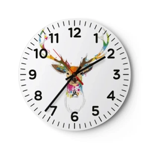 Horloge murale - Pendule murale - Un cerf doux baigné de couleur - 30x30 cm