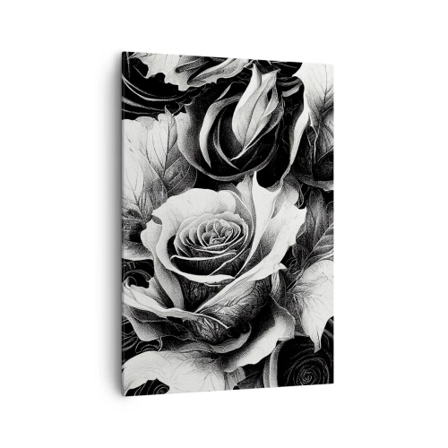 Impression sur toile - Image sur toile - Roses noires et blanches dans une composition élégante - 70x100cm - Toujours une reine - Décoration murale moderne pour le salon et la chambre ARTTOR