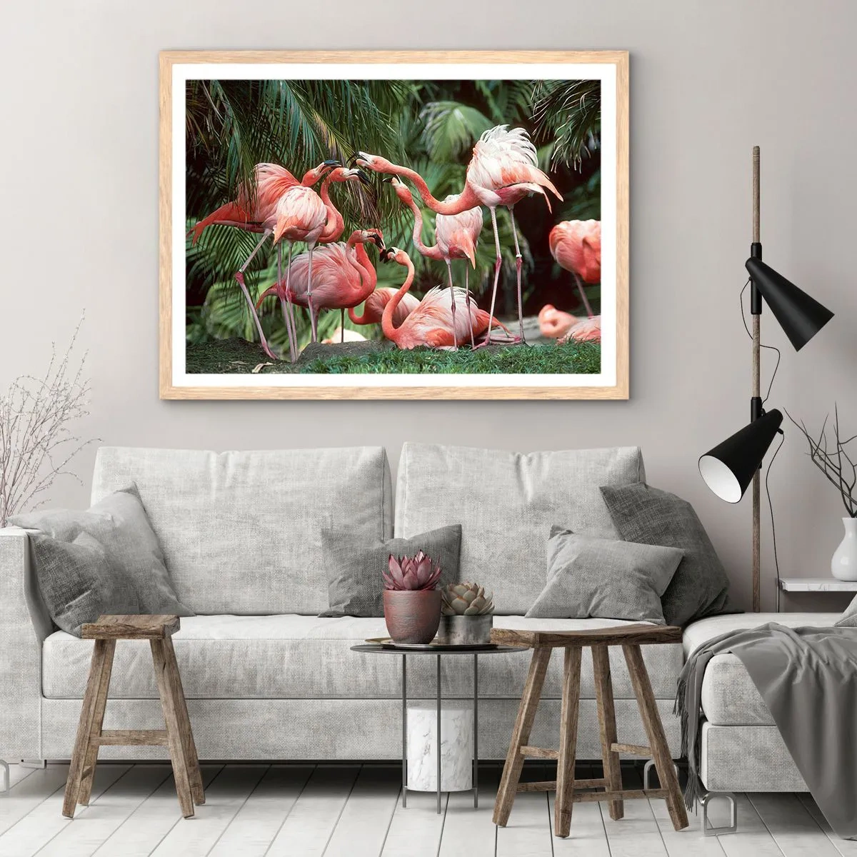 Affiche dans un chêne clair - Poster - Potins d'après-midi - 50x40 cm