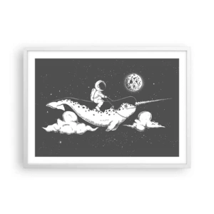 Affiche dans un cadre blanc - Poster - Cavalier de l'espace - 70x50 cm