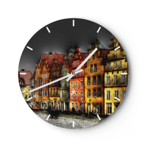 Horloge murale - Pendule murale - Des immeubles colorés contre le ciel sombre - 30x30cm - La seule chose qui manque est un carrosse enchantée - Décoration murale moderne pour le salon, la cuisine et la chambre ARTTOR