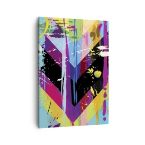 Impression sur toile - Image sur toile - Motif abstrait avec des formes géométriques colorées - 50x70cm - De haut en bas - Décoration murale moderne pour le salon et la chambre ARTTOR