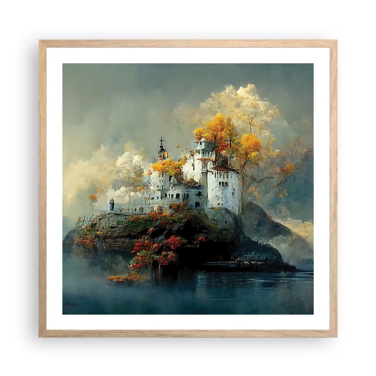 Affiche dans un chêne clair - Poster - Le début d'une histoire romantique - 60x60 cm