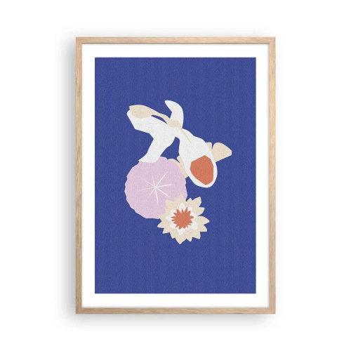 Affiche dans un chêne clair - Poster - Composition de fleurs et de bourgeons - 50x70 cm