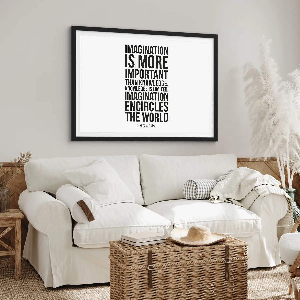 Affiche dans un cadre noir - Poster - Einstein sur le pouvoir de l'imagination - 50x40 cm