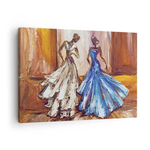 Impression sur toile - Image sur toile - Personnages en robes de soirée dans un style artistique - 70x50cm - Un duo reconnaissant - Décoration murale moderne pour le salon et la chambre ARTTOR