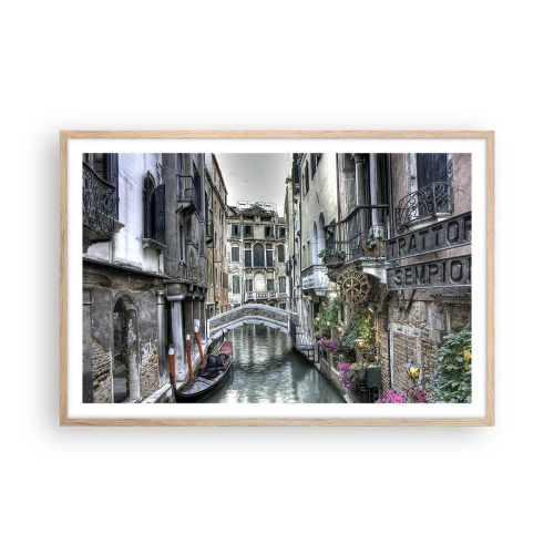 Affiche dans un chêne clair - Poster - Pendant des siècles dans une réflexion silencieuse - 91x61 cm