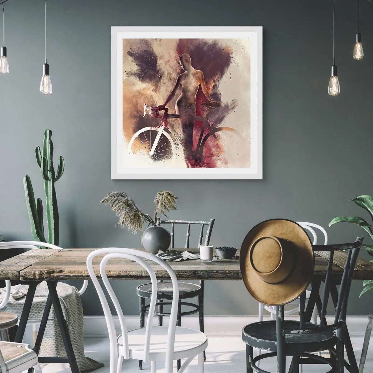 Affiche dans un cadre blanc - Poster - Une âme de vélo aux formes marbrées - 30x30 cm