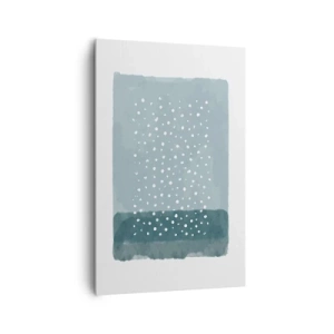 Impression sur toile - Image sur toile - Une peinture minimaliste dans des tons de bleu avec des pois - 80x120cm - Évolution de bleus - Décoration murale moderne pour le salon et la chambre ARTTOR