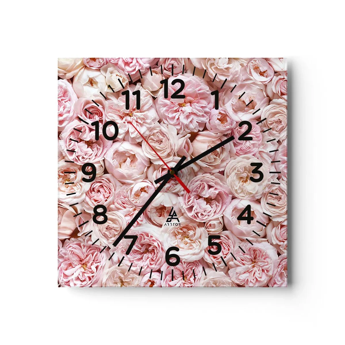Horloge murale - Pendule murale - Un lit de roses - 40x40 cm