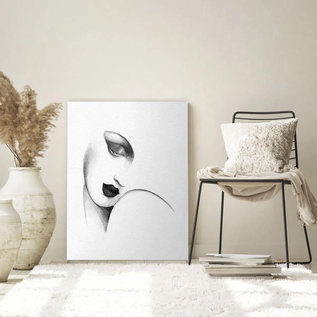 Impression sur verre - Image sur verre - Un portrait subtil d'une femme dans un style monochrome - 80x120cm - Dans le style de Lempicka - Décoration murale moderne pour le salon et la chambre ARTTOR