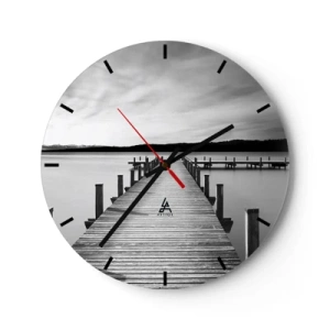 Horloge murale - Pendule murale - Une jetée en bois menant aux profondeurs d'un lac tranquille - 30x30cm - Au point d'eau - la paix - Décoration murale moderne pour le salon, la cuisine et la chambre ARTTOR