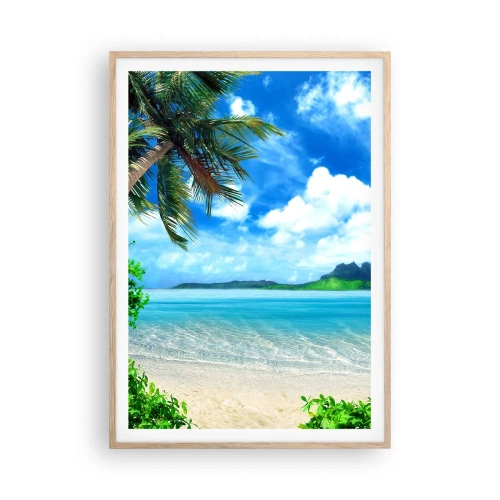 Affiche dans un chêne clair - Poster - L'azur des tropiques - 70x100 cm