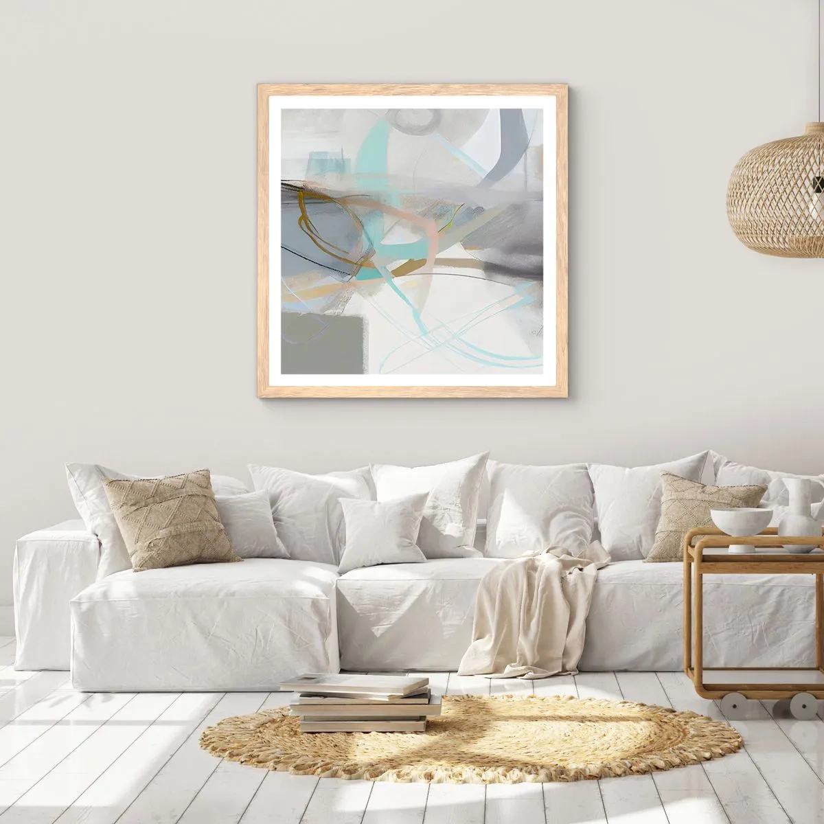 Affiche dans un chêne clair - Poster - Abstraction brumeuse - 60x60 cm