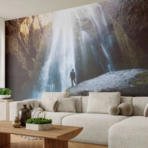 Papier Peint Photo Standard Eco - Restauration des proportions - Cascade, Rochers, Grotte - 300x210 cm