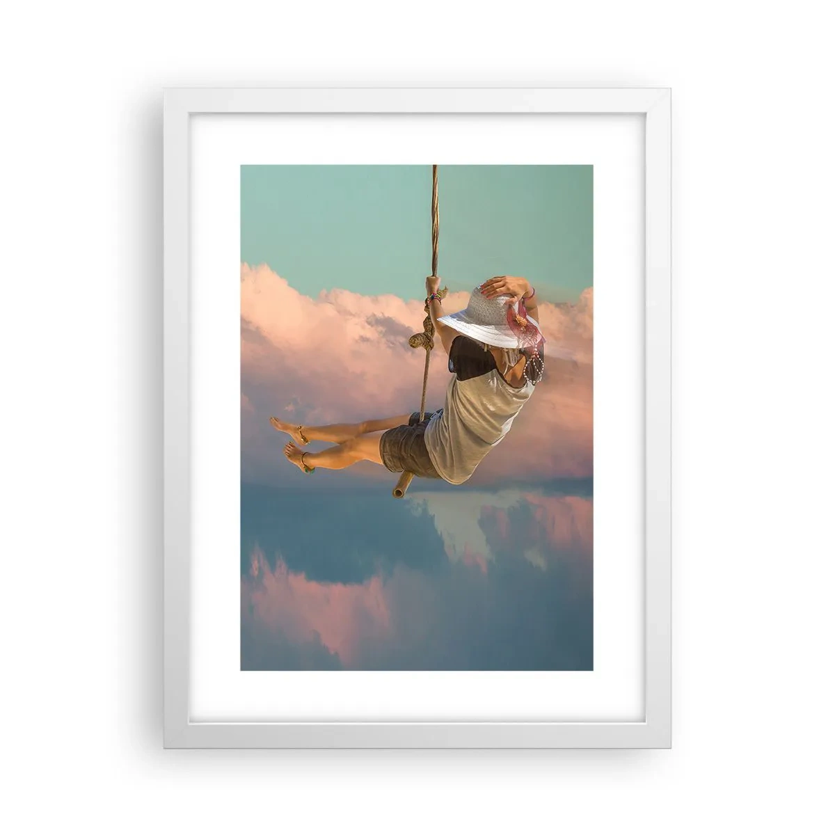 Affiche dans un cadre blanc - Poster - S'amuser dans les nuages - 30x40 cm