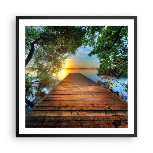 Affiche dans un cadre noir - Poster - Prenez votre temps, asseyez-vous - 60x60 cm