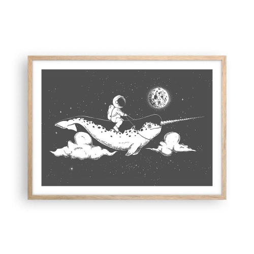 Affiche dans un chêne clair - Poster - Cavalier de l'espace - 70x50 cm