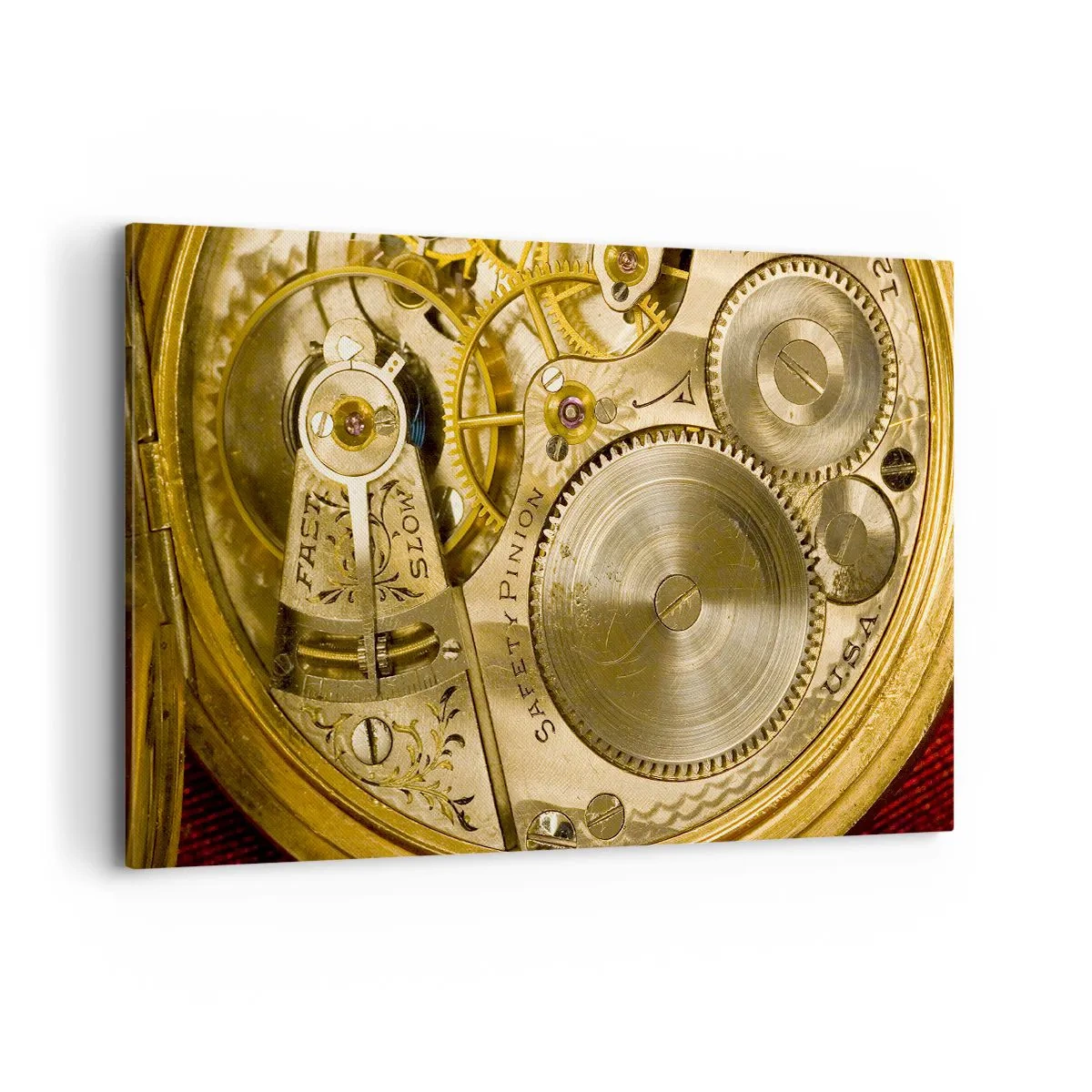 Impression sur toile - Image sur toile - Mécanisme de montre avec engrenages et détails visibles - 120x80cm - Marcher avec son temps - Décoration murale moderne pour le salon et la chambre ARTTOR