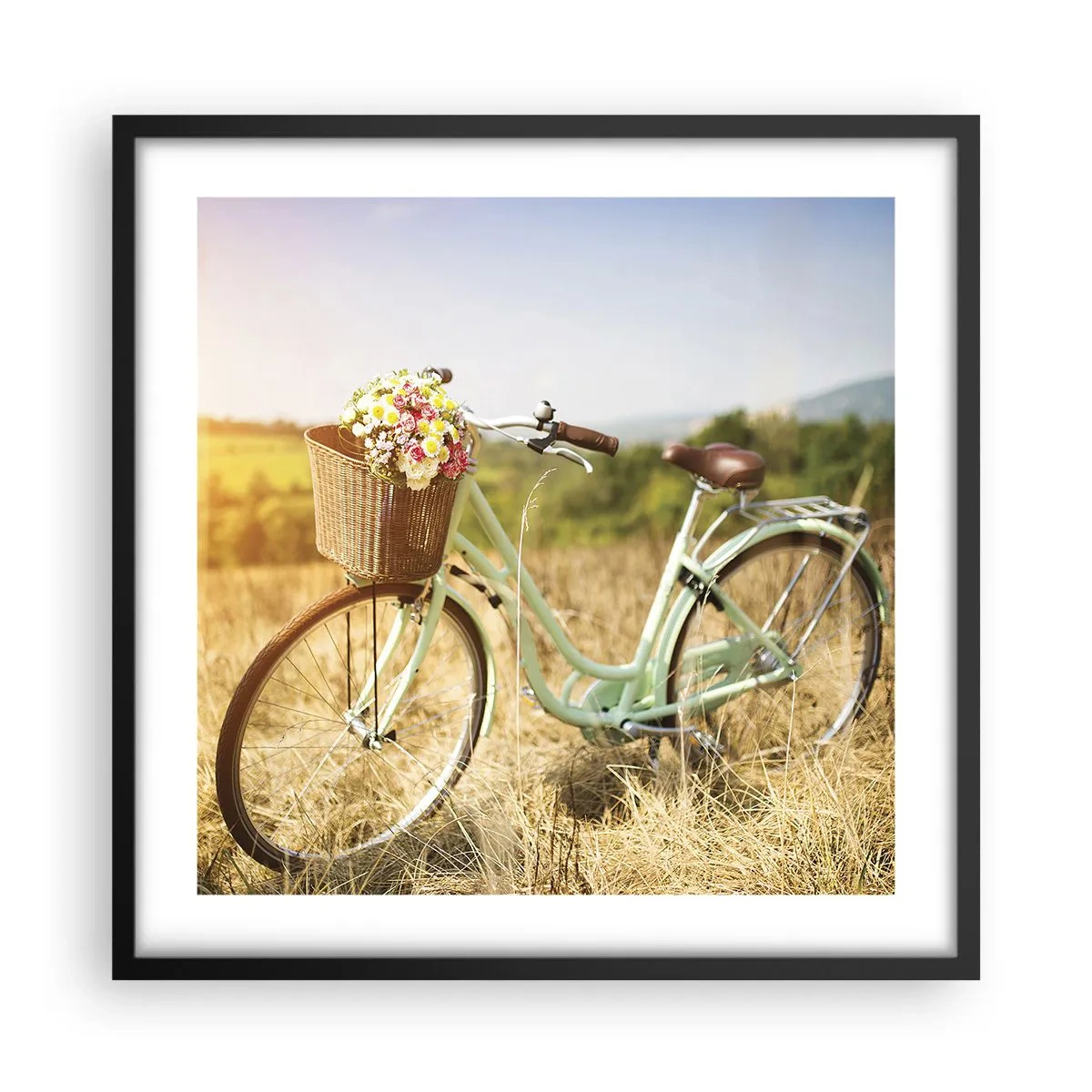 Affiche dans un cadre noir - Poster - Je vais rester un petit moment - 50x50 cm