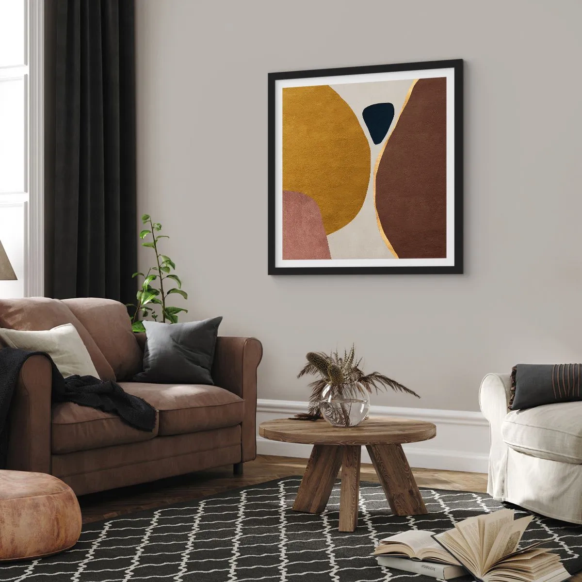 Affiche dans un cadre noir - Poster - L'abstraction – une place dans l'espace - 60x60 cm