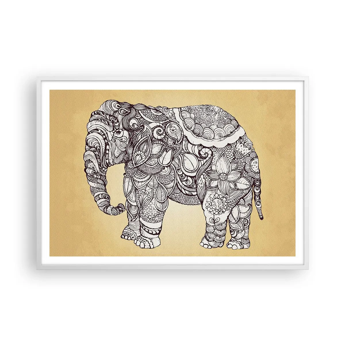 Affiche dans un cadre blanc - Poster - L'éléphant s'est apprêté - 100x70 cm