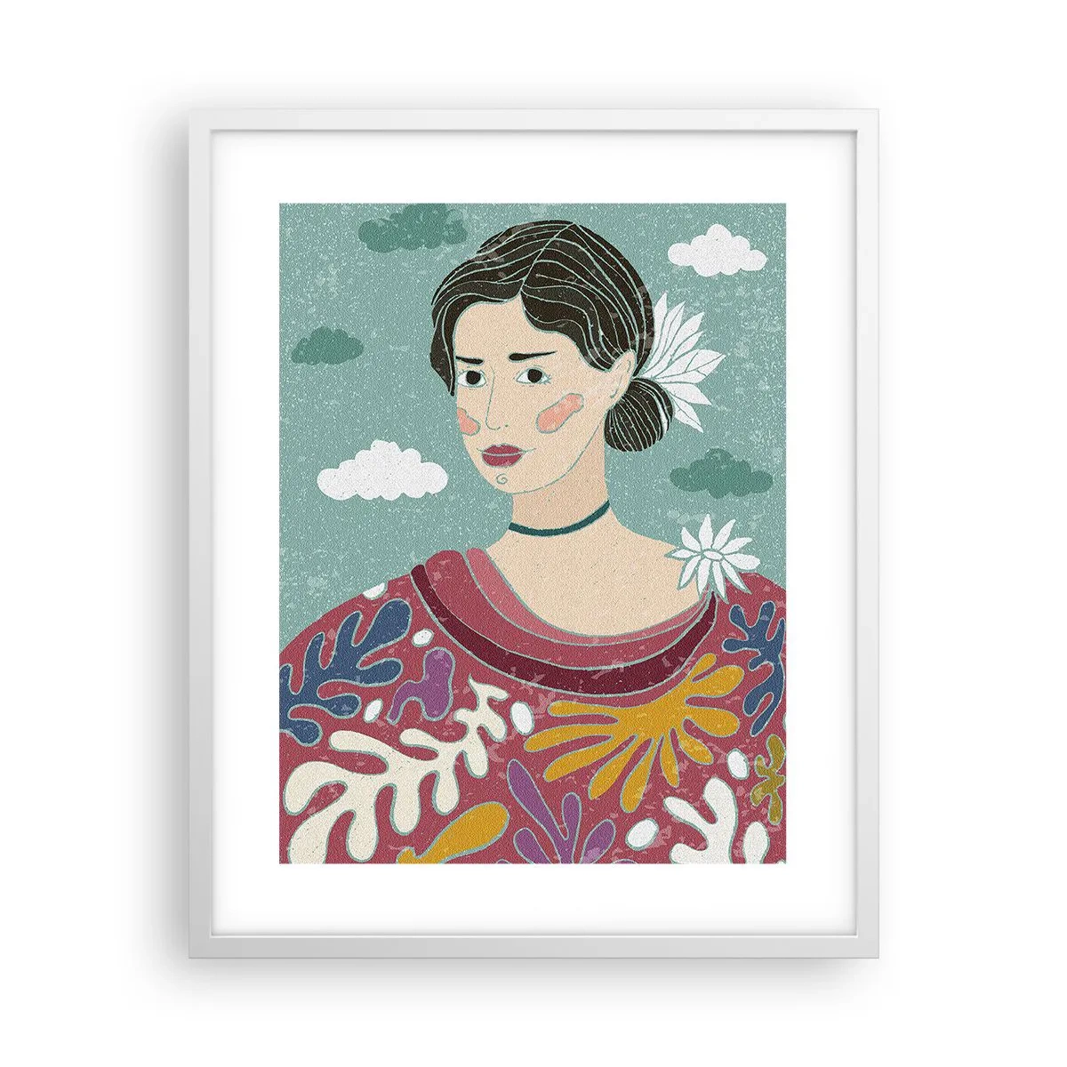 Affiche dans un cadre blanc - Poster - Avec de la mélancolie dans les yeux - 40x50 cm