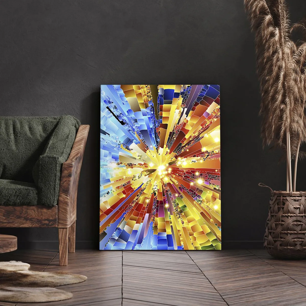 Impression sur toile - Image sur toile - Une explosion dynamique de couleurs et de lumière - 70x100cm - In medias res - Décoration murale moderne pour le salon et la chambre ARTTOR