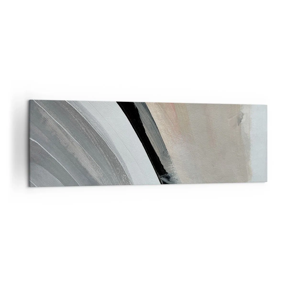 Impression sur toile - Image sur toile - Arche abstraite dans les tons de noir, gris et beige - 160x50cm - Composition : arc de noir et gris - Décoration murale moderne pour le salon et la chambre ARTTOR