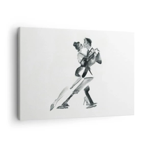 Impression sur toile - Image sur toile - Une illustration subtile d'un couple dansant dans un style monochrome. - 70x50cm - En un battement - Décoration murale moderne pour le salon et la chambre ARTTOR