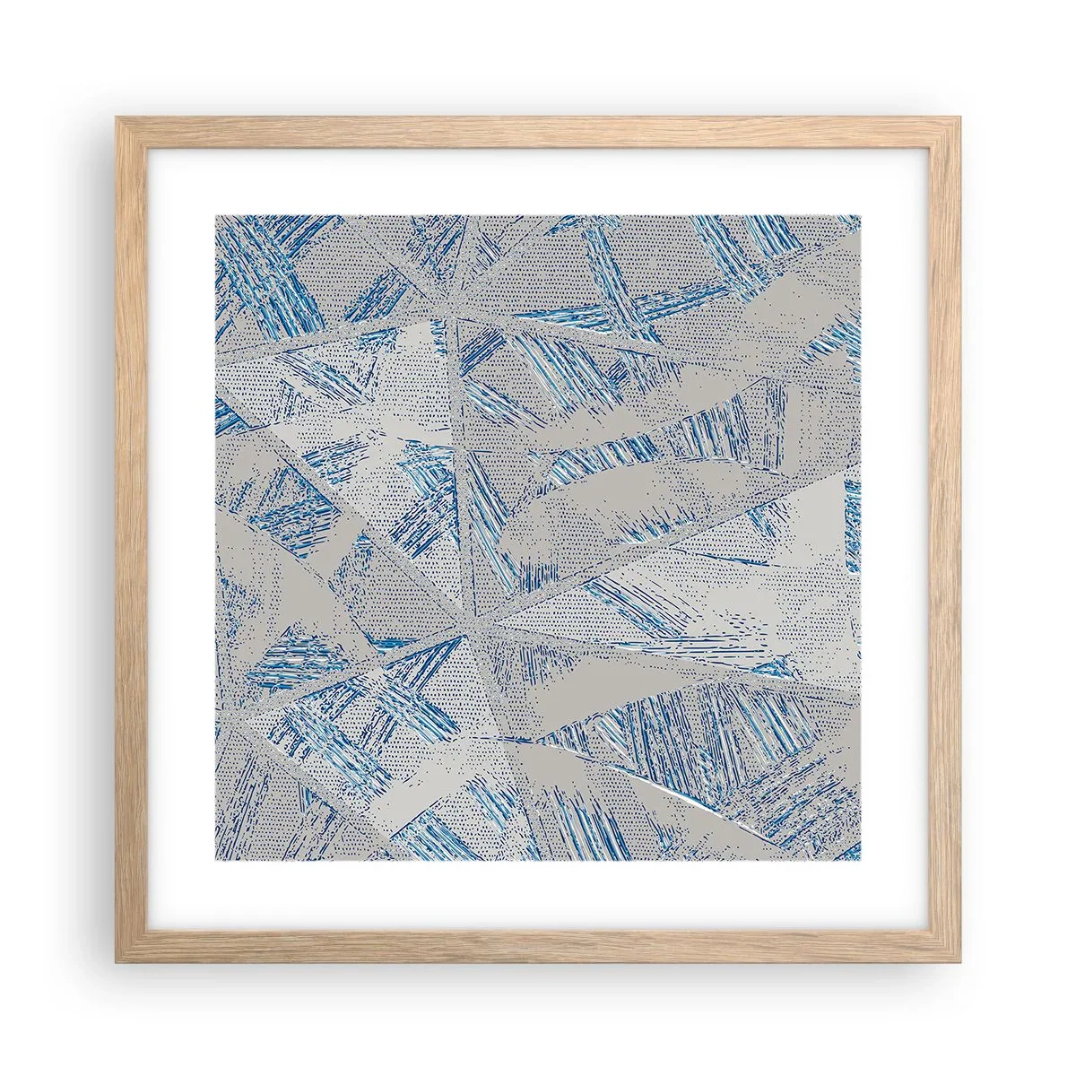 Affiche dans un chêne clair - Poster - Dans un labyrinthe bleu-gris - 40x40 cm