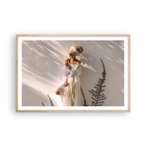 Affiche dans un chêne clair - Poster - Le soleil et la fille - 91x61 cm