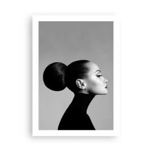 Affiche - Poster - Profil d'une femme en noir et blanc avec une coiffure élégante - 50x70cm - Néfertiti moderne - Décoration murale moderne pour le salon et la chambre ARTTOR
