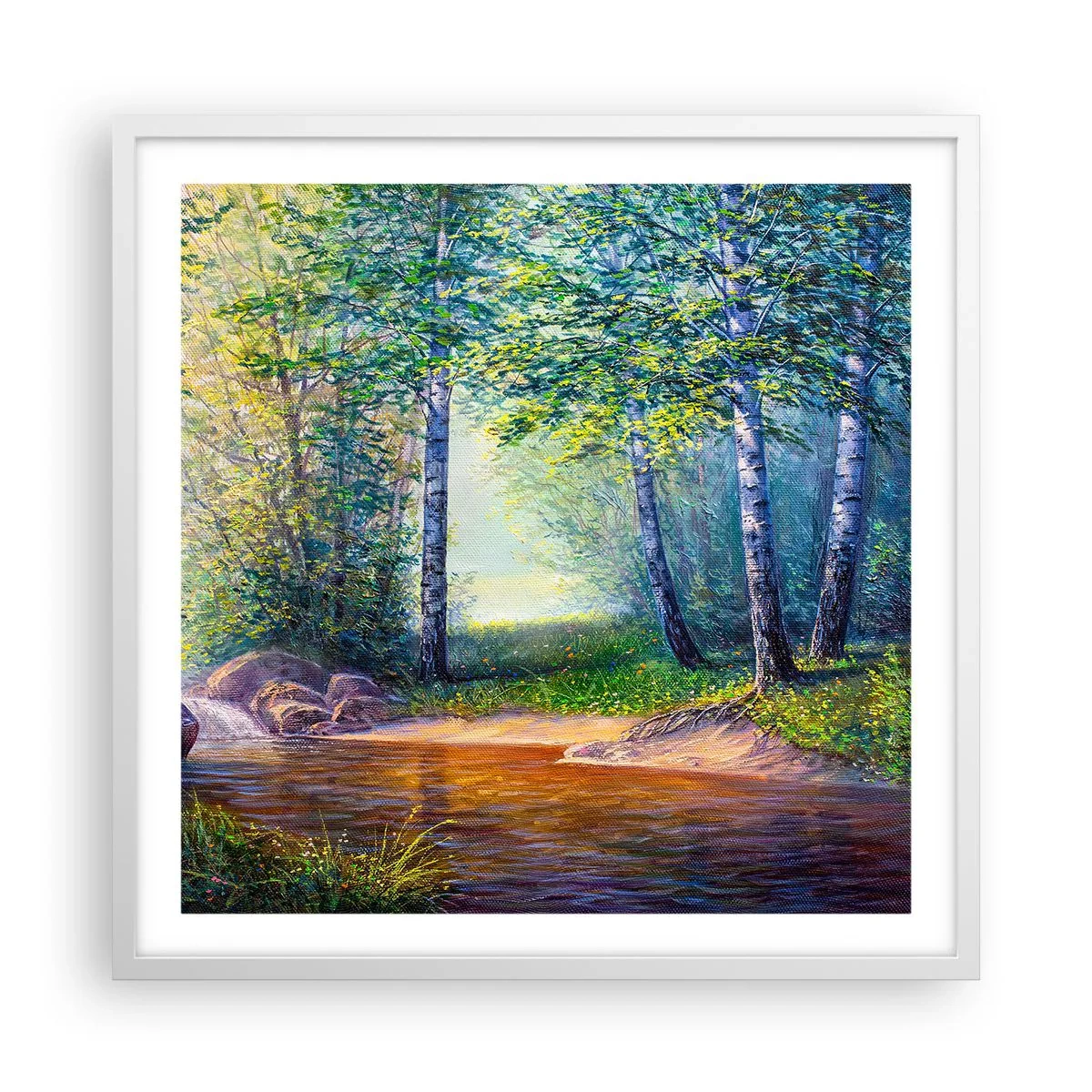 Affiche dans un cadre blanc - Poster - Paysage idyllique - 60x60 cm