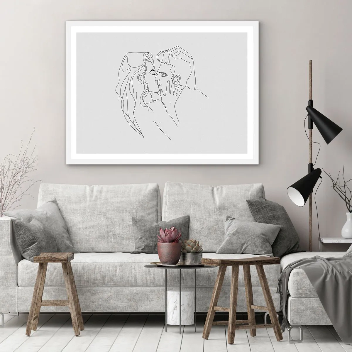 Affiche dans un cadre blanc - Poster - La même ligne - 70x50 cm