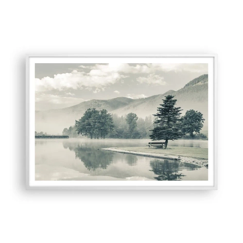 Affiche dans un cadre blanc - Poster - Le lac dort encore - 100x70 cm
