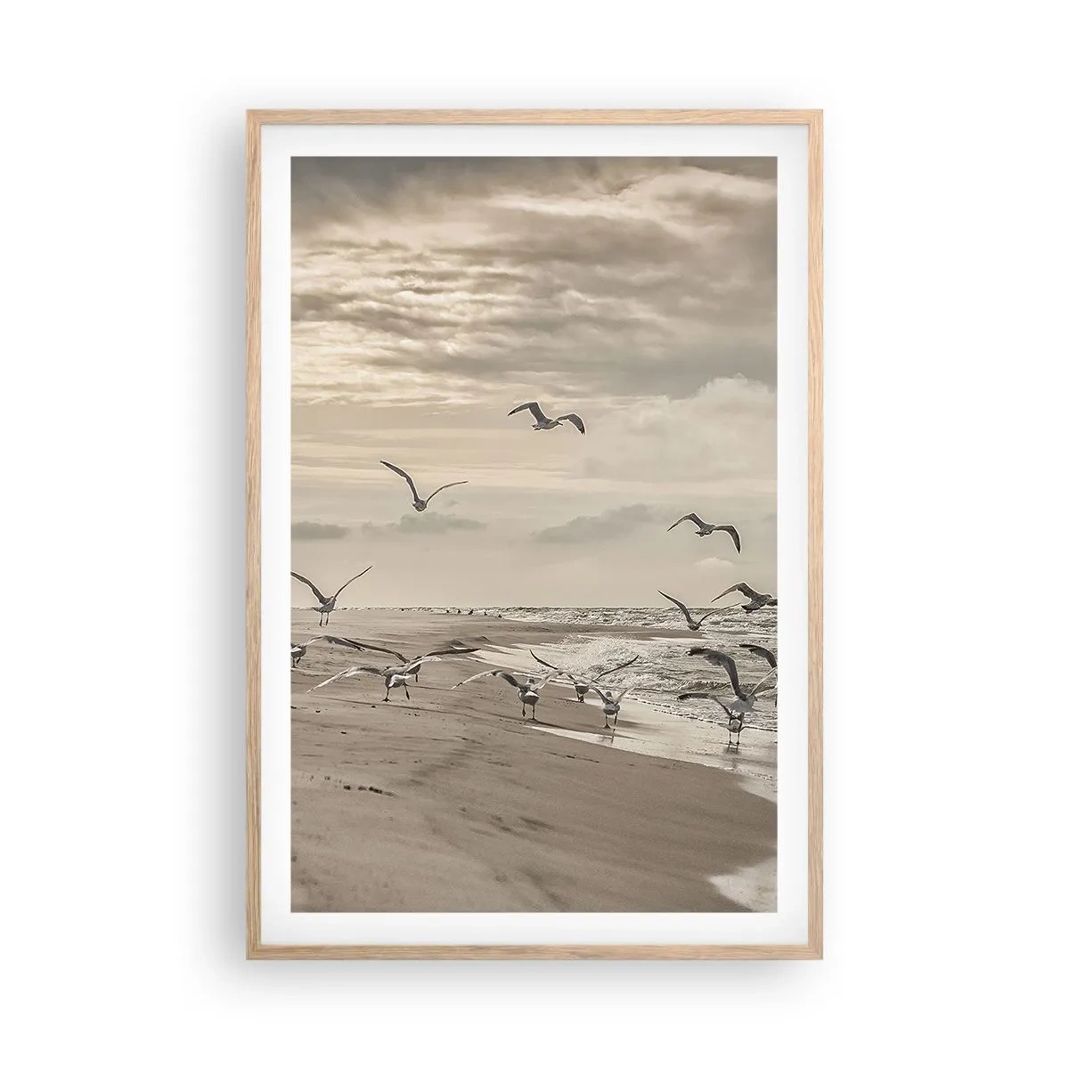 Affiche dans un chêne clair - Poster - Le bruit de la mer, le chant des oiseaux - 61x91 cm