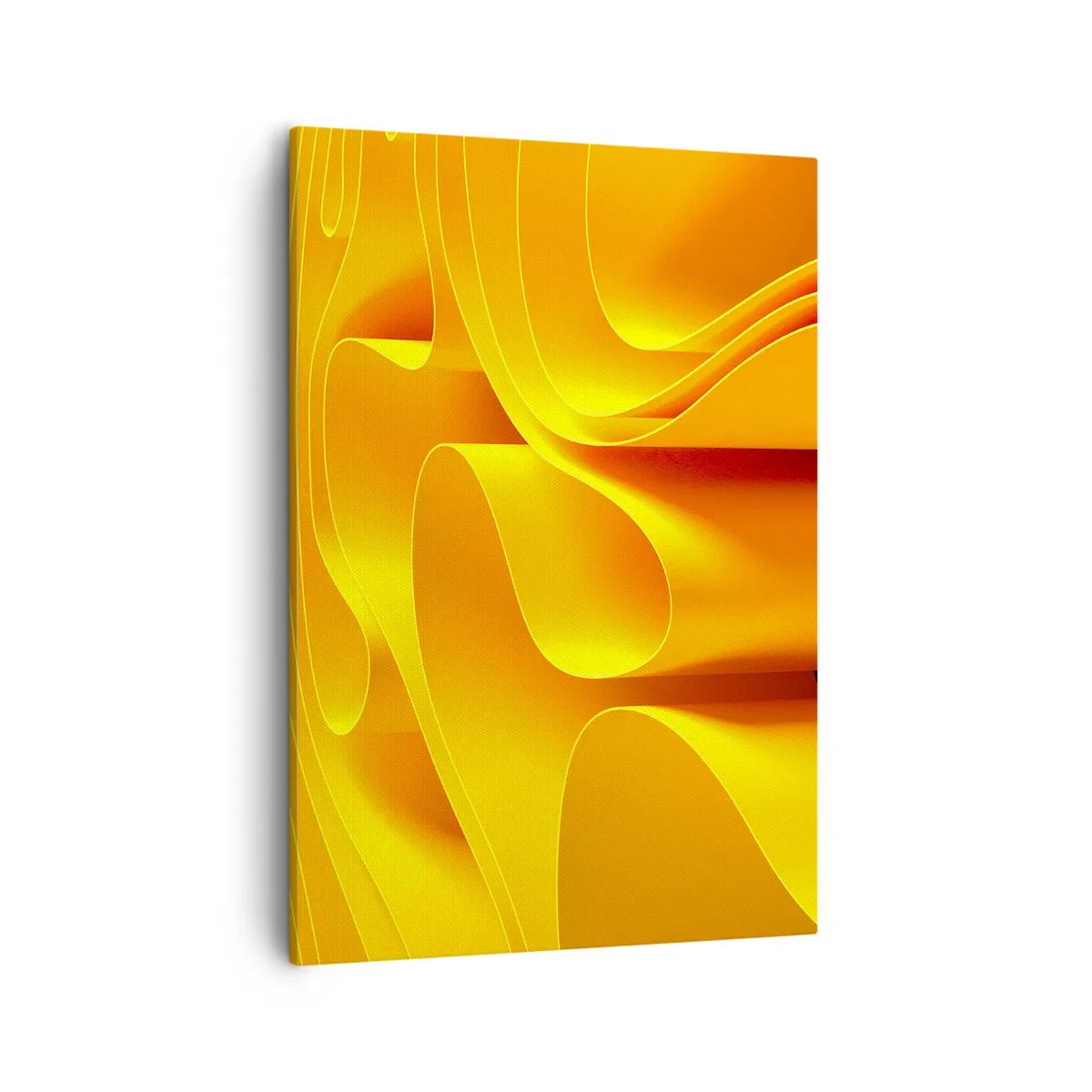 Impression sur toile - Image sur toile - Vagues abstraites jaunes ressemblant à des rayons de soleil - 50x70cm - Comme les vagues du soleil - Décoration murale moderne pour le salon et la chambre ARTTOR