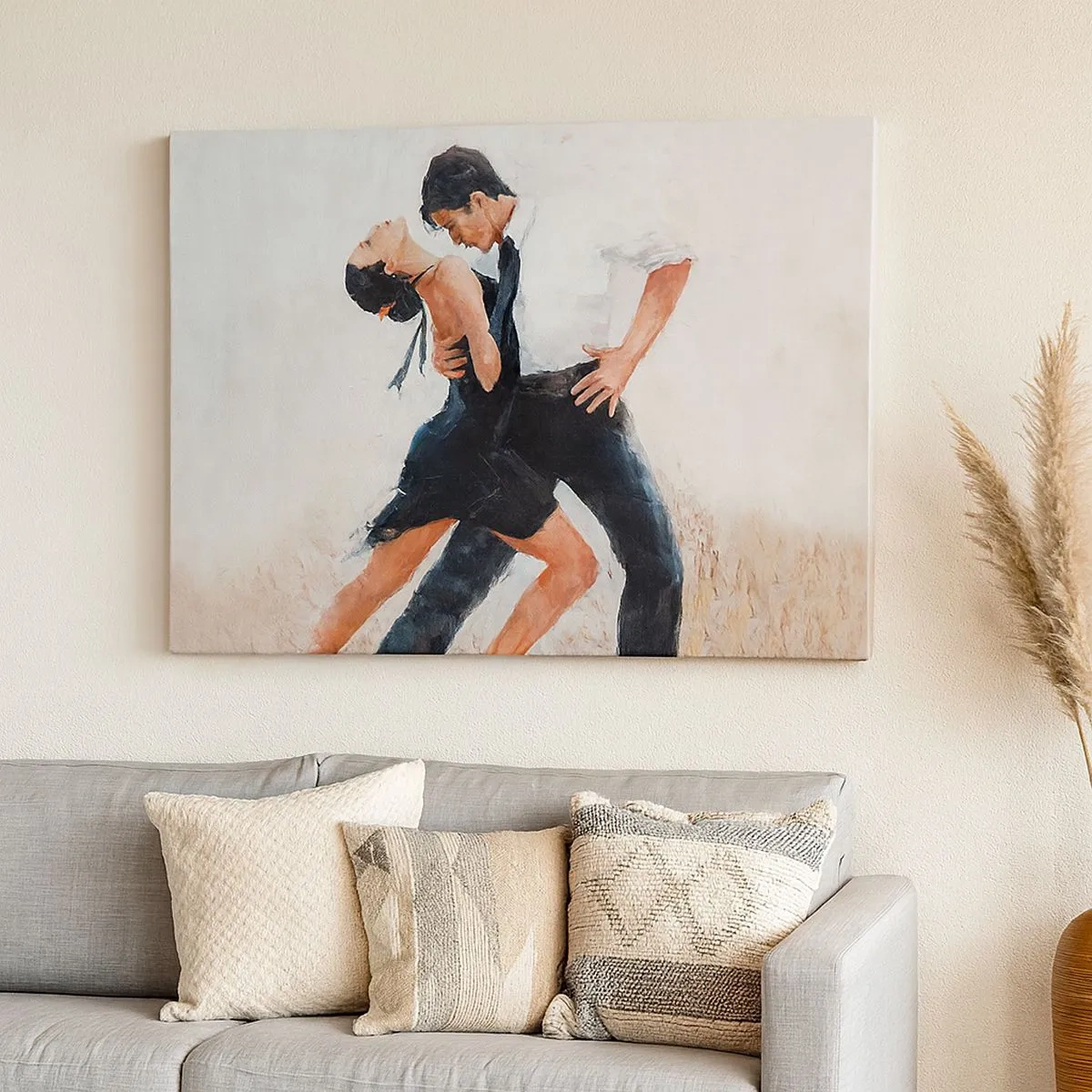 Impression sur toile - Image sur toile - Un couple dansant dans une photo élégante et sensuelle - 70x50cm - Tango de mes rêves et pensées - Décoration murale moderne pour le salon et la chambre ARTTOR