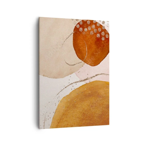 Impression sur toile - Image sur toile - Formes abstraites dans des tons chauds de marron et d'or - 50x70cm - Rondeur et mouvement - Décoration murale moderne pour le salon et la chambre ARTTOR