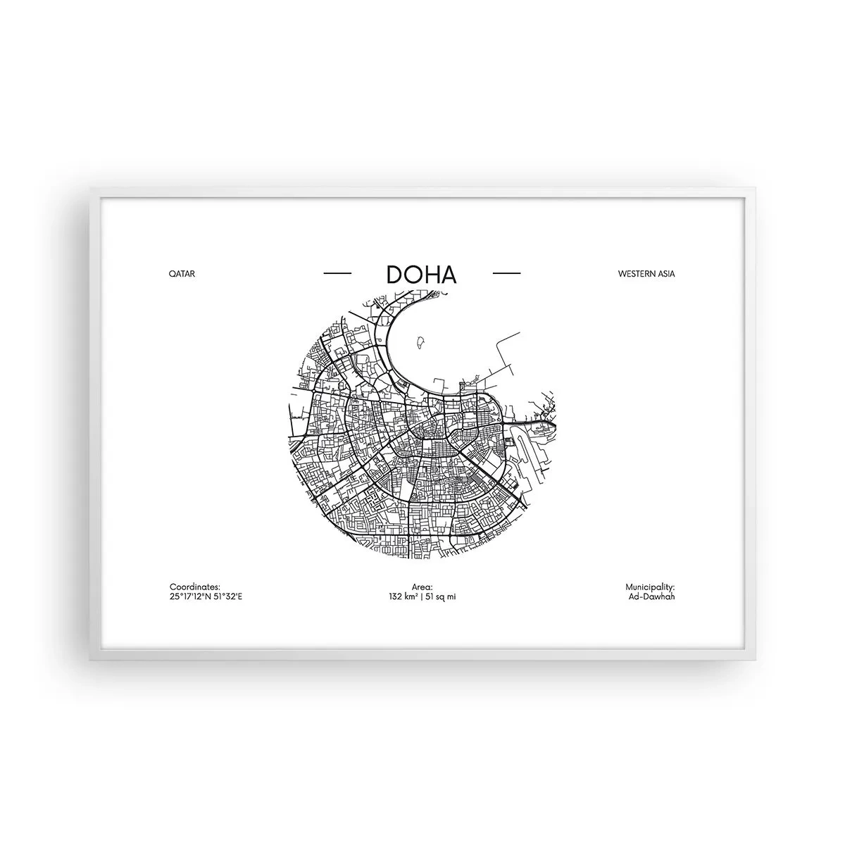 Affiche dans un cadre blanc - Poster - Anatomie de Doha - 100x70 cm