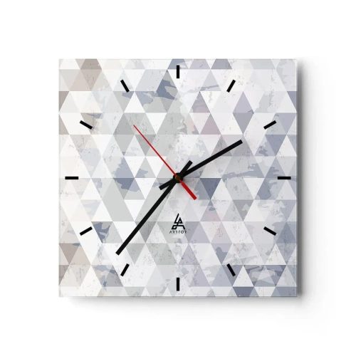 Horloge murale - Pendule murale - Motif géométrique triangulaire dans des tons pastel - 30x30cm - En rythme de trois - Décoration murale moderne pour le salon et la chambre ARTTOR