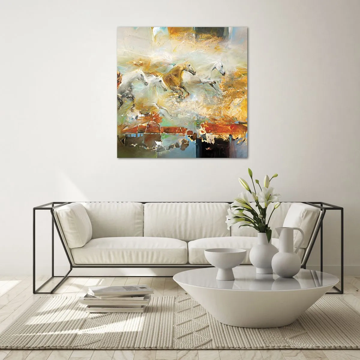 Impression sur verre - Image sur verre - Au galop vers la lumière - 50x50 cm