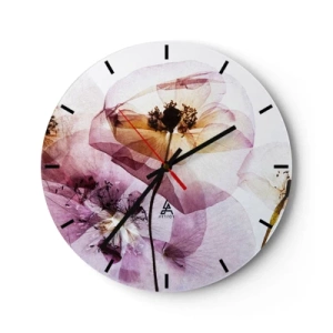 Horloge murale - Pendule murale - Fleurs délicates et transparentes aux couleurs pastel - 30x30cm - Corps de fleurs transparente - Décoration murale moderne pour le salon, la cuisine et la chambre ARTTOR