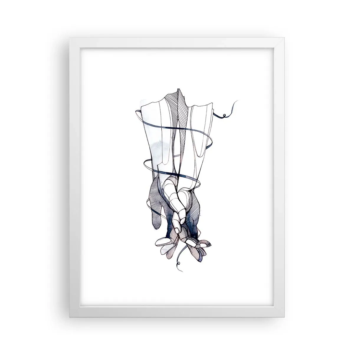 Affiche dans un cadre blanc - Poster - Étude du touché - 30x40 cm