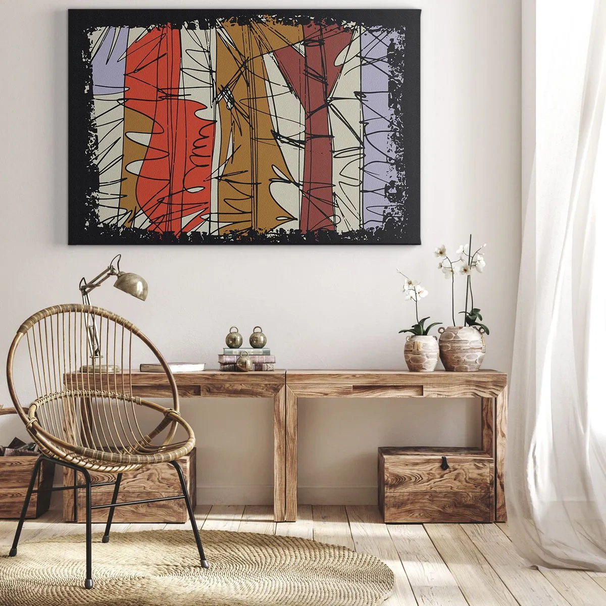 Impression sur toile - Image sur toile - Composition abstraite aux couleurs intenses - 120x80cm - Composition spontanée - Décoration murale moderne pour le salon et la chambre ARTTOR