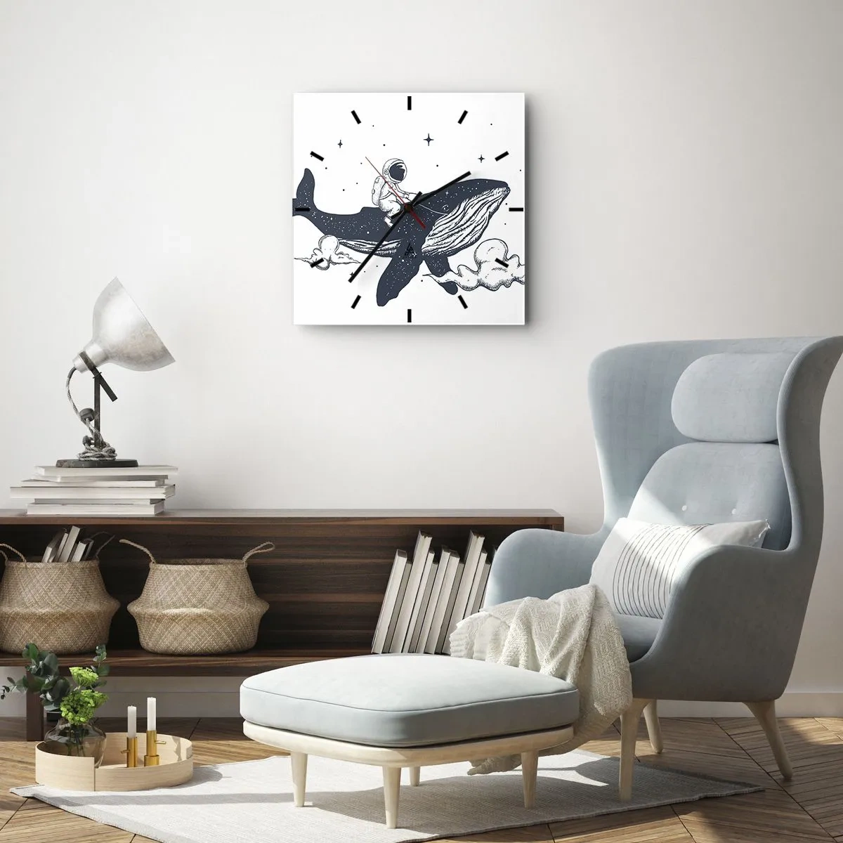 Horloge murale - Pendule murale - Aventure spatiale - 40x40 cm
